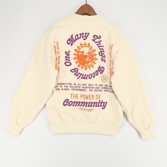 Youth To The People Sweatshirt Adult Small Cream Graphic Print Community Power - Picture 2 of 10